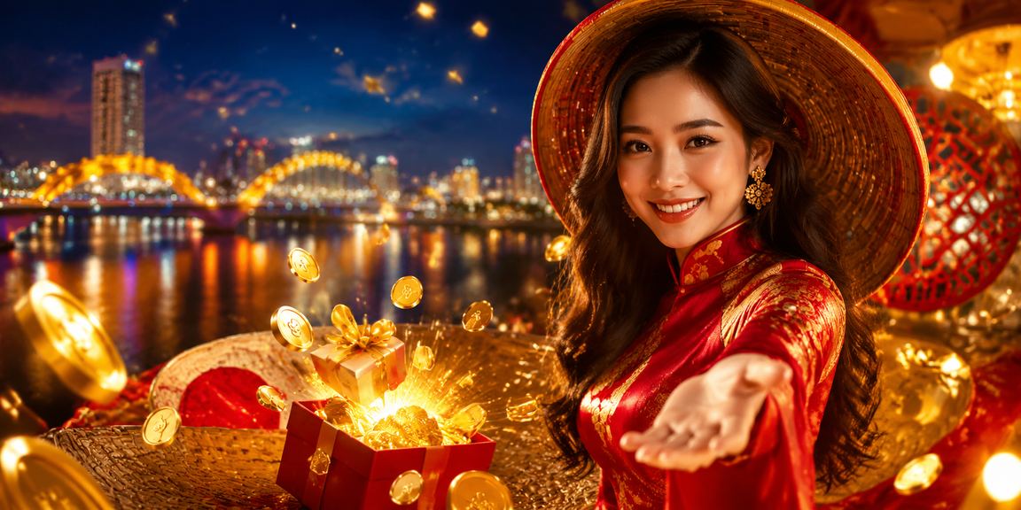 Người phụ nữ Đà Nẵng đội nón lá đăng ký tài khoản để nhận thưởng chào mừng trực tuyến